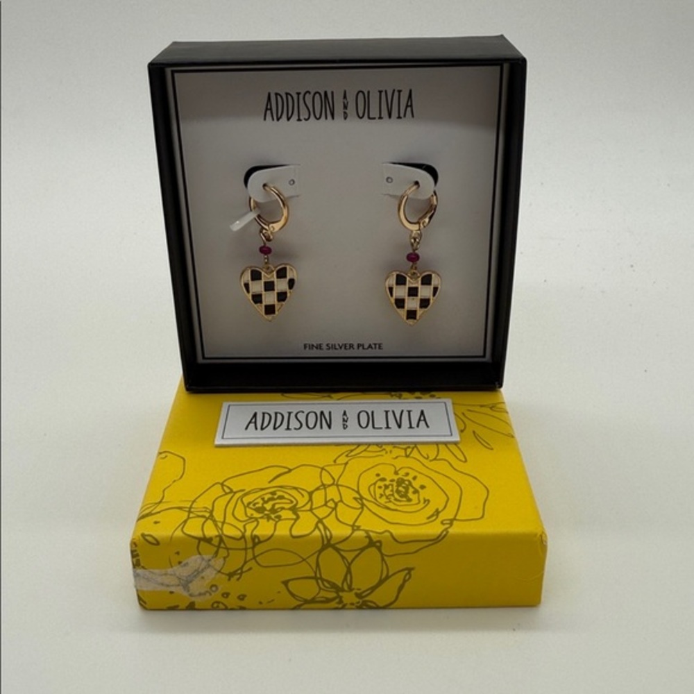 New Addison & Olivia Gold Heart Silver Plated Earrings